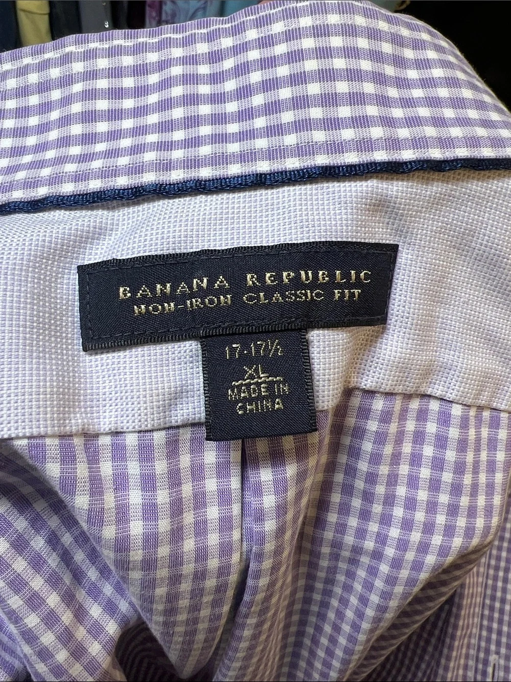 Banana Republic Men's Lavender Check Dress Shirt